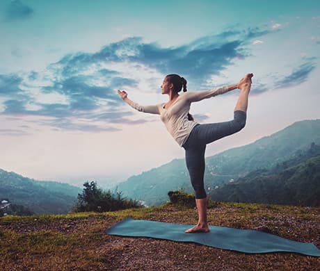 Sunrise Yoga Session - Peaceful yoga with Himalayan sunrise views